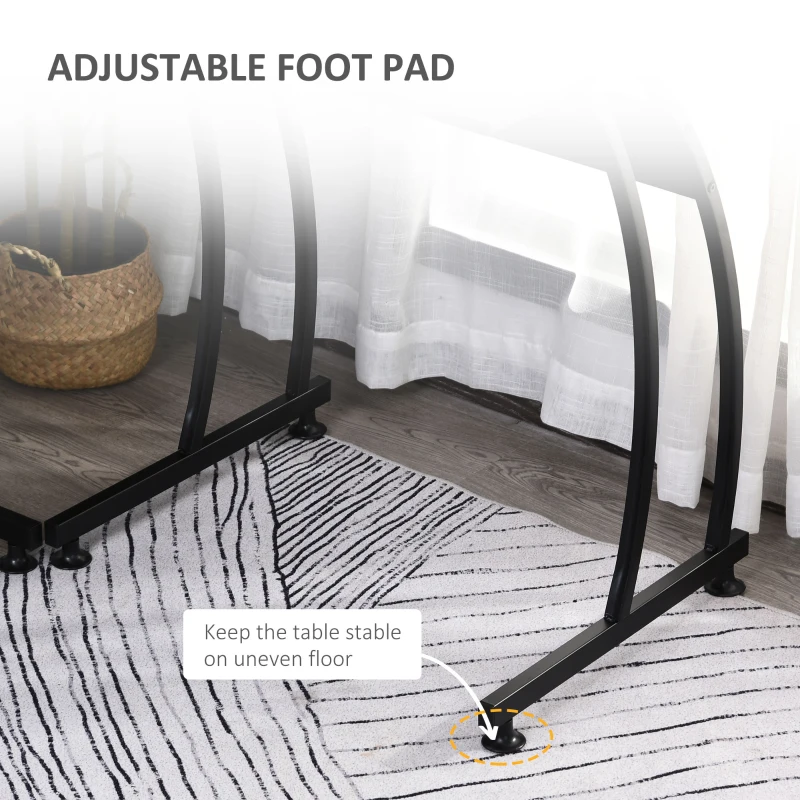 HOMCOM L Shape Computer Desk Corner Display Table Laptop Study Desk Minimalist Space Saving Wood Steel Gaming PC Workstation for Home Office 112.5x152x74cm Black