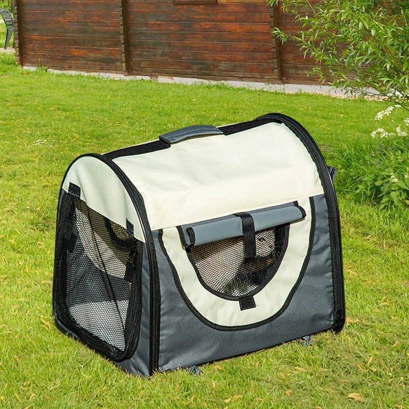 PawHut 46cm Foldable Pet Carrier for Miniature Dogs, Portable Cat Carrier, Soft Travel Bag, Grey