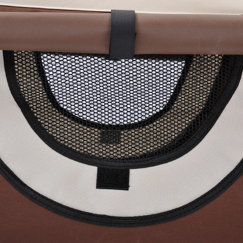 Pawhut Cat Carrier, Folding Soft Dog Crate, Pet Travel Cage for Small Dogs, Brown 61L x 46W x 51H cm