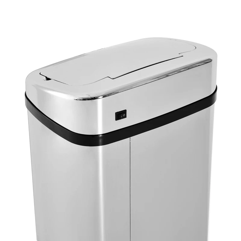 HOMCOM Cos Gunoi Inox 50 L – Rectangular cu Senzor Infrarosu(m-9)