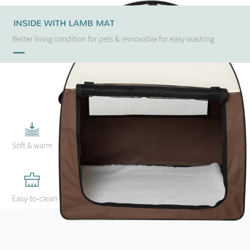 PawHut 97cm Foldable Pet Carrier for Large Medium Dogs, Portable Cat Carrier, Soft Travel Bag, Brown