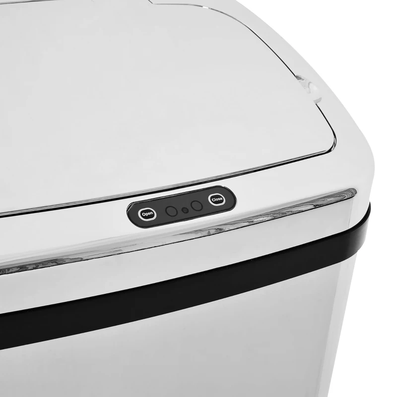 HOMCOM Cos Gunoi Inox 50 L – Rectangular cu Senzor Infrarosu(m-7)