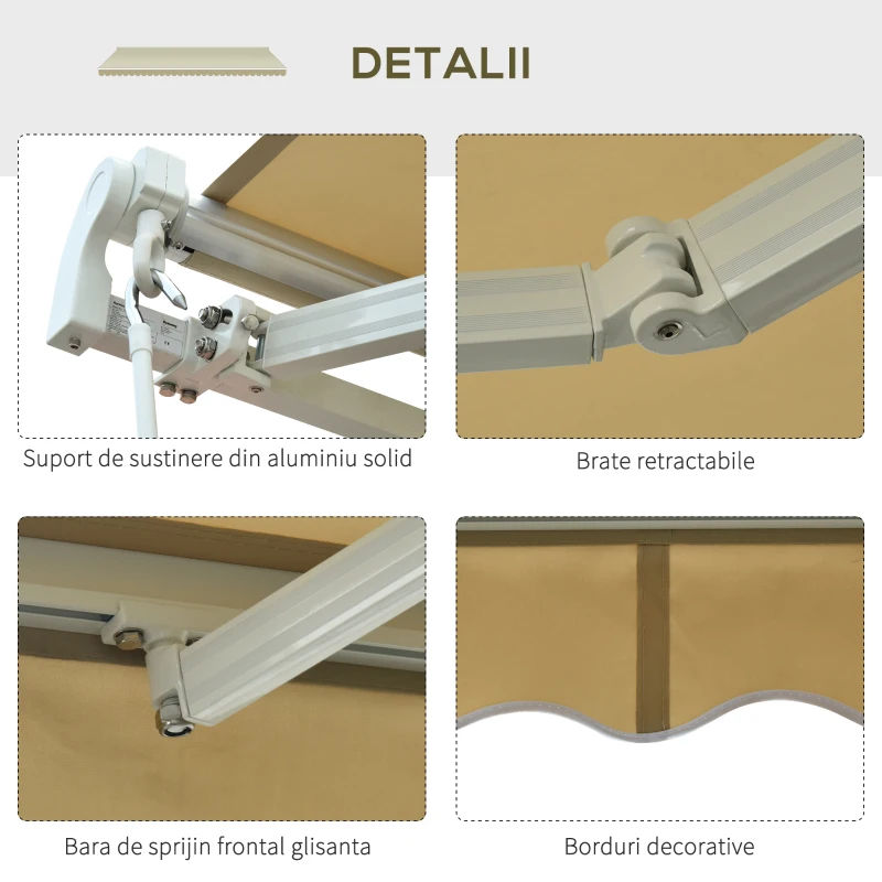Outsunny copertina pentru soare, cu manivela, 295 x 250 cm