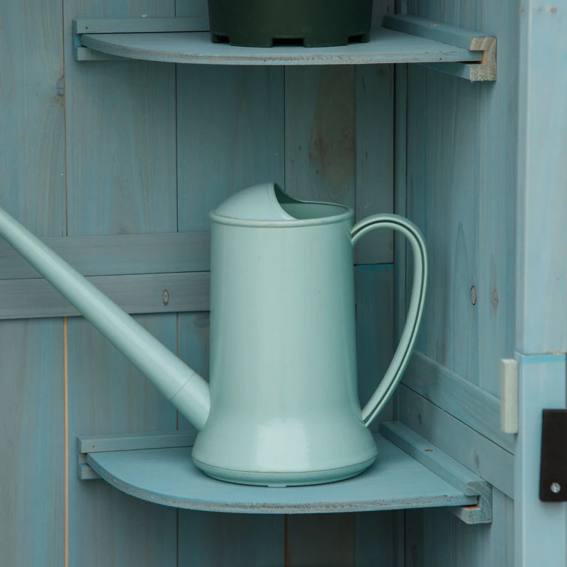 Outsunny Magazie de Gradina pentru Scule din Lemn Impermeabila, 77x54,2x179cm,Albastru