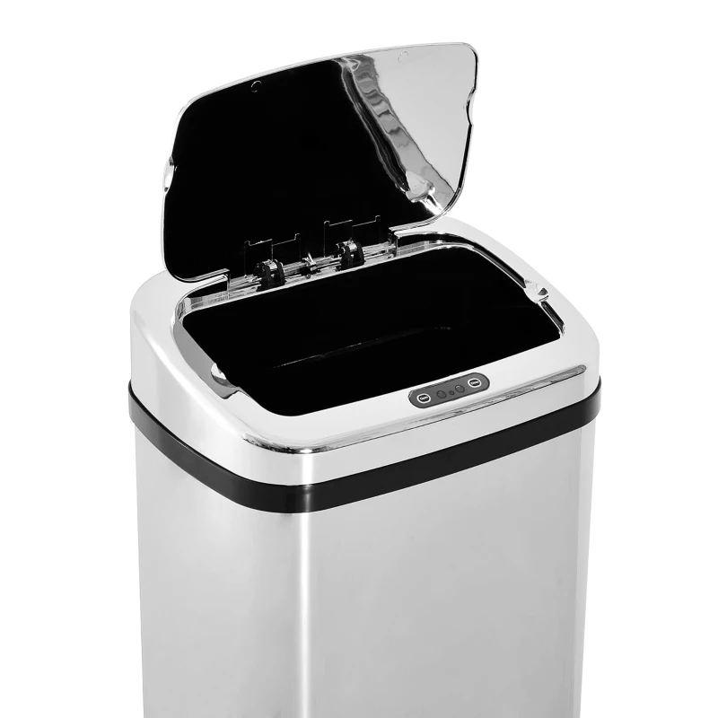 HOMCOM Cos Gunoi Inox 50 L – Rectangular cu Senzor Infrarosu(m-8)