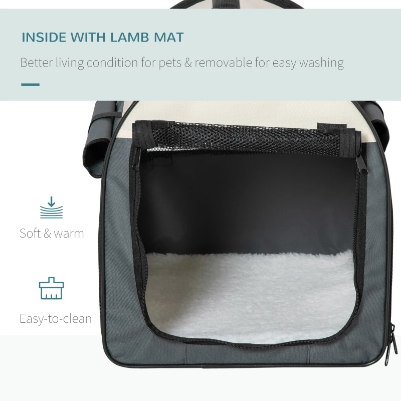 PawHut 46cm Foldable Pet Carrier for Miniature Dogs, Portable Cat Carrier, Soft Travel Bag, Grey