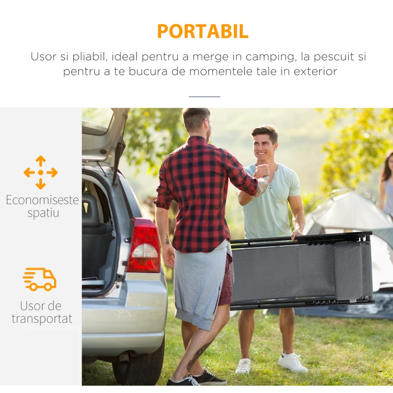 Outsunny Set 2 Sezlonguri Pliabile din Alumini si Textilen Gri