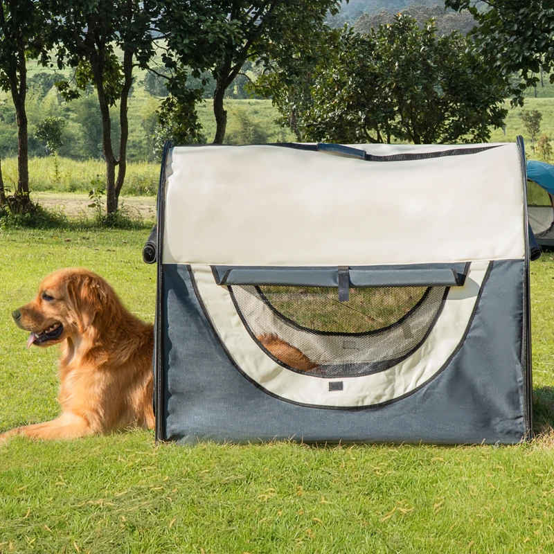 PawHut 97cm Foldable Pet Carrier for Large Medium Dogs, Portable Cat Carrier, Soft Travel Bag, Grey