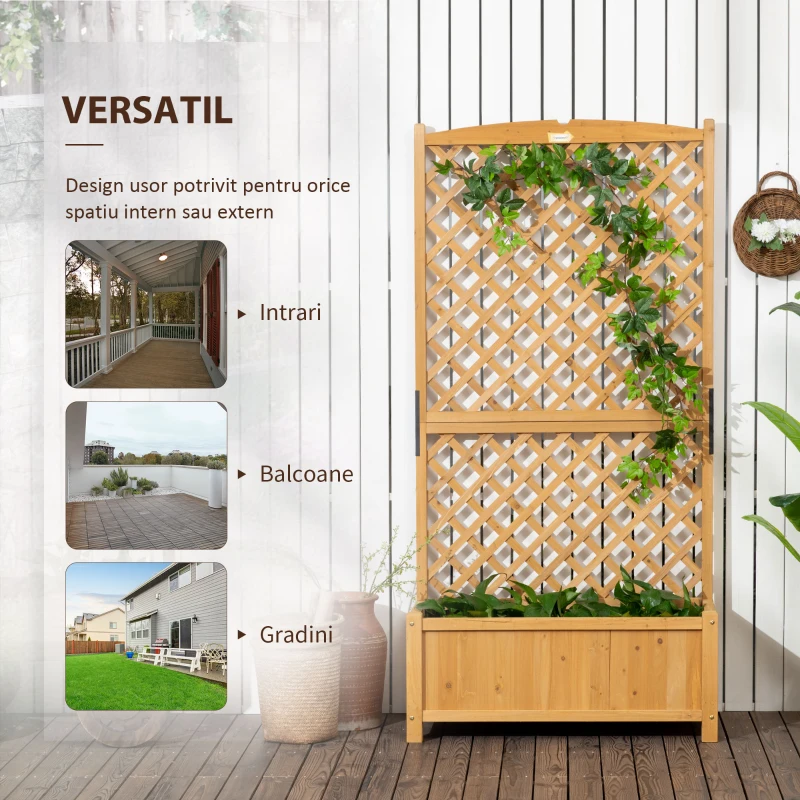 Outsunny Jardiniera Verticala Lemn Galben 90×45×180 cm – Brad & Design Vertical