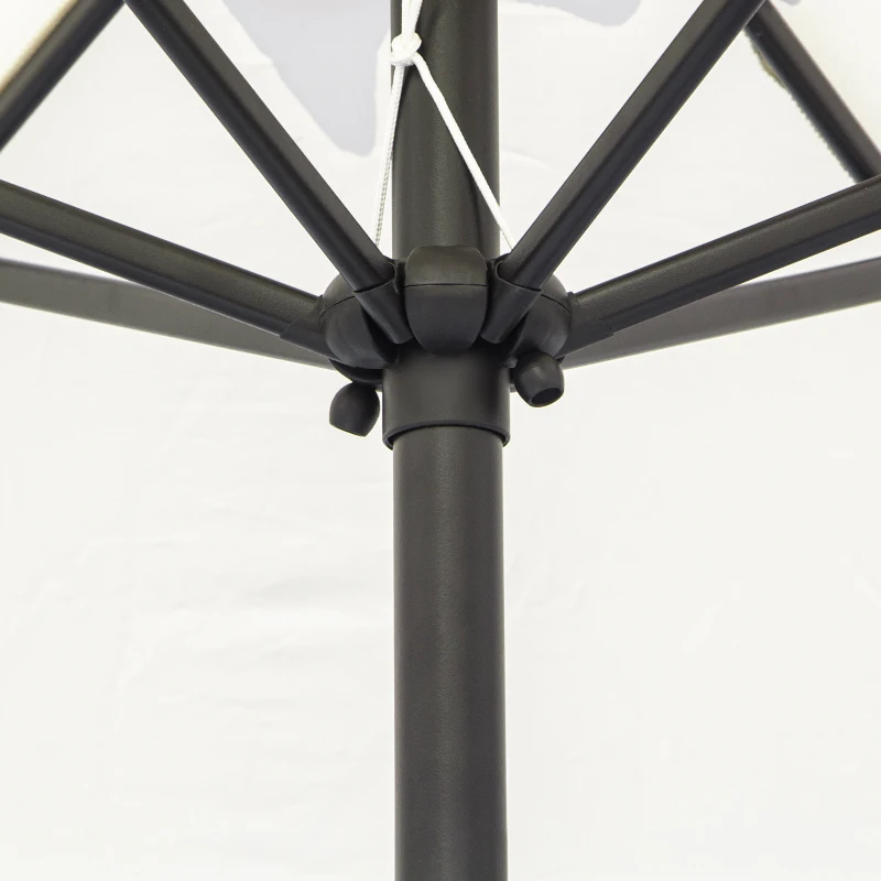 Outsunny Umbrela de Gradina si Plaja Inclinabila Aluminiu si Poliester Alb Φ2.6×2.35m