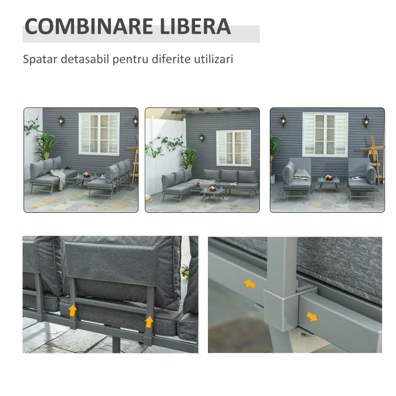 Outsunny Set 2 Canapele de Exterior Spatar Rabatabil si 1 Masuta de Gradina