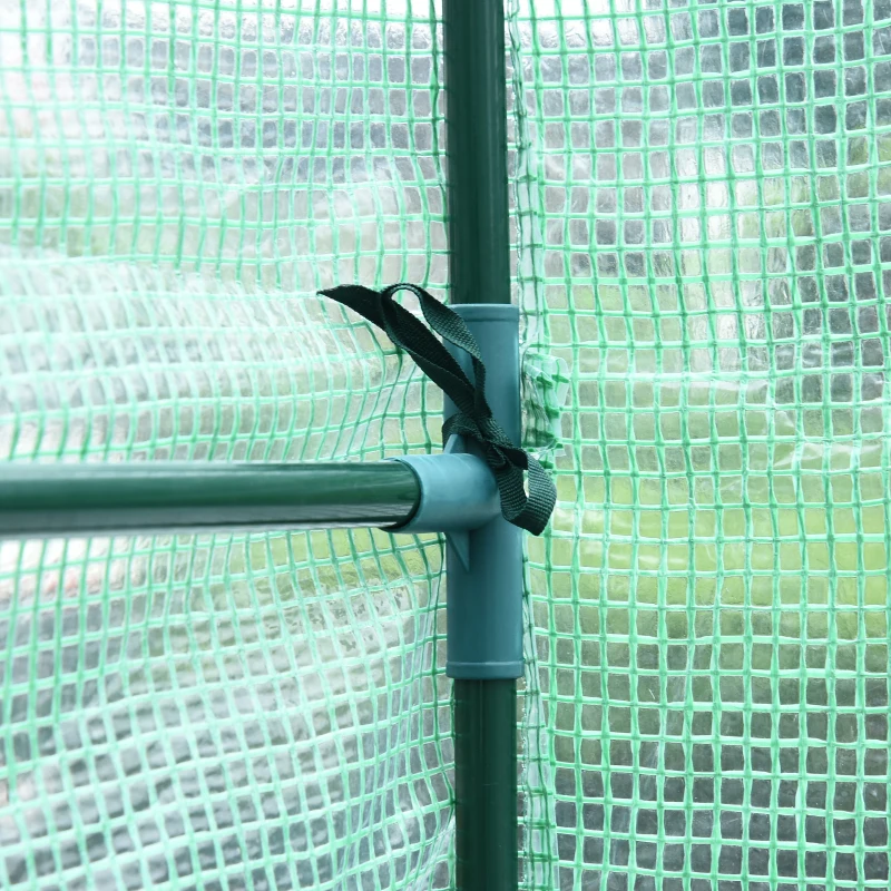 Outsunny 143x143x195 cm Walk in Greenhouse W/ Shelves-Dark Green