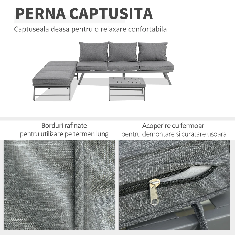 Outsunny Set 2 Canapele de Exterior Spatar Rabatabil si 1 Masuta de Gradina