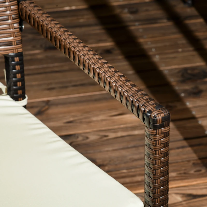 Outsunny Conjunto de Jardim Refeição de Vime Sintético com 5 Peças Mesa com Bancada de Vidro e 4 Cadeiras Marrom