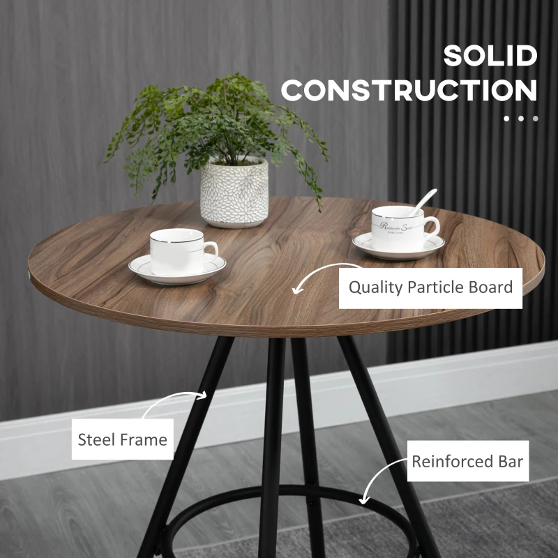 HOMCOM Round Bar Table with Fixed Tabletop and Steel Legs, Circular Cocktail Table for Dining Room, Home Bar