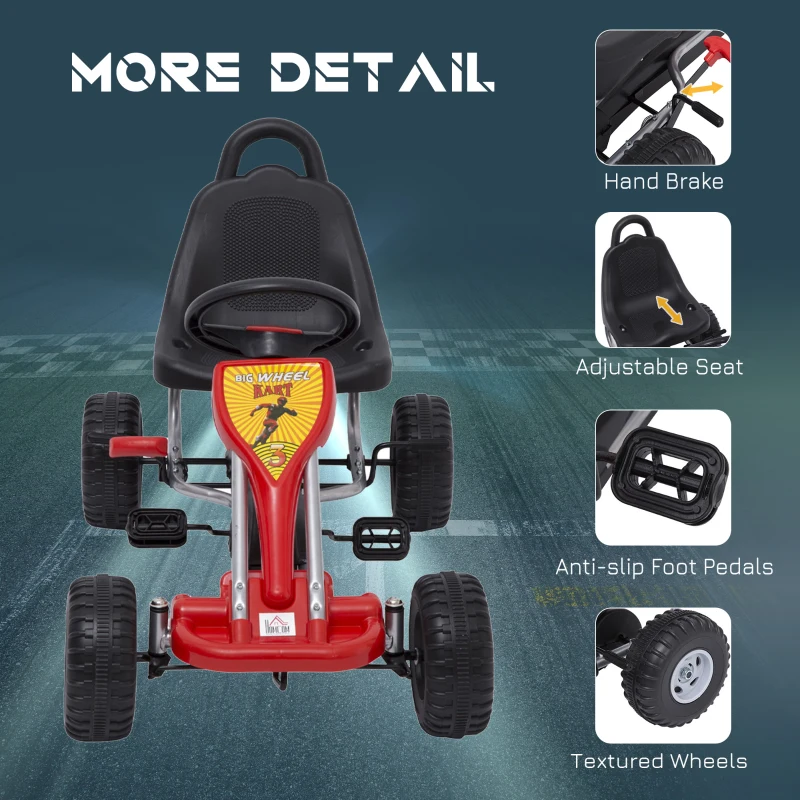 HOMCOM Kids Children Pedal Go Kart Manual Ride On Car Outdoor Vehicle for 3-4 Years Old
