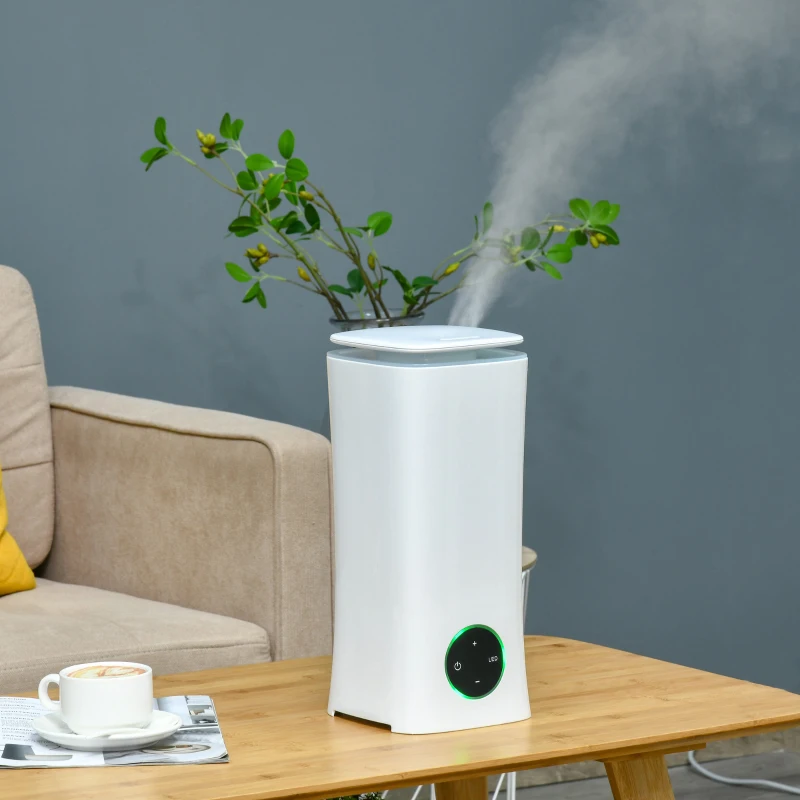 HOMCOM 2L Cool Mist Humidifier, Air Humidifier with 7-Colour Lights, 3 Mode, Auto Shut Off, 8-10 Working Hours for Home Bedroom, White