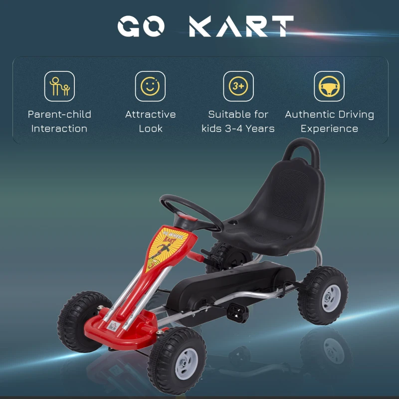 HOMCOM Kids Children Pedal Go Kart Manual Ride On Car Outdoor Vehicle for 3-4 Years Old
