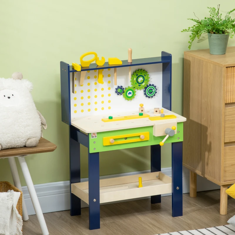 HOMCOM Kids Workbench Playset, with 31 Pieces, for Ages 3-6 Years