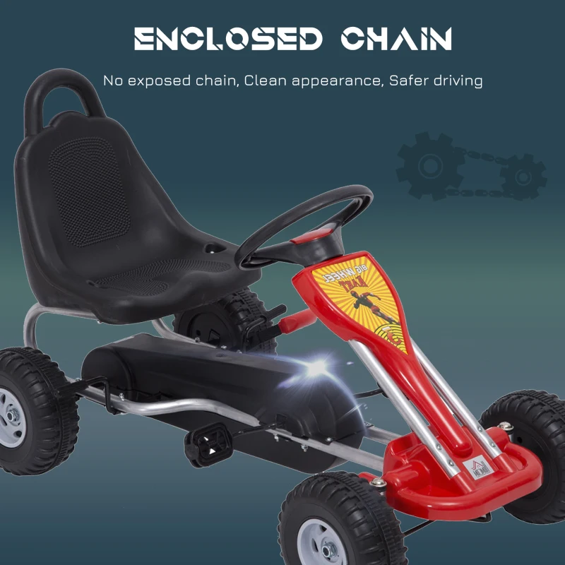 HOMCOM Kids Children Pedal Go Kart Manual Ride On Car Outdoor Vehicle for 3-4 Years Old