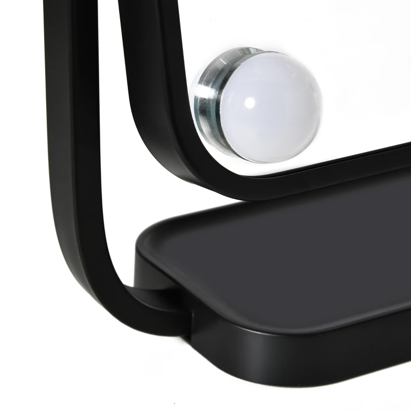 HOMCOM Vanity Mirror with LED Lights, Tabletop Makeup Mirror with 12 Dimmable Bulbs, Memory Function and Metal Frame, Black