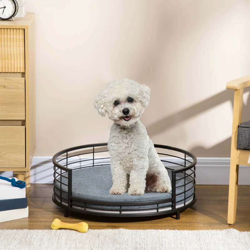 PawHut Raised Pet Bed, with Soft Cushion, for Small Dogs - Black