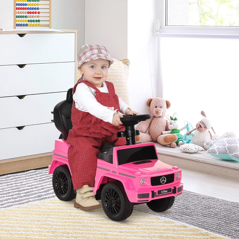 HOMCOM 3 in 1 Kids Children Ride on Push Car Toddler Sliding Car G350 Licensed Walker Foot to Floor Slider Push-Along with Horn Steering Wheel NO POWER Manual, Pink
