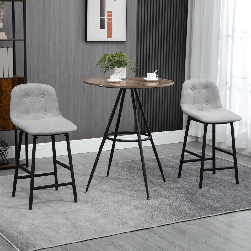 HOMCOM Round Bar Table with Fixed Tabletop and Steel Legs, Circular Cocktail Table for Dining Room, Home Bar