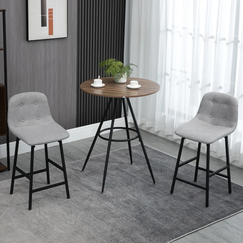 HOMCOM Round Bar Table with Fixed Tabletop and Steel Legs, Circular Cocktail Table for Dining Room, Home Bar