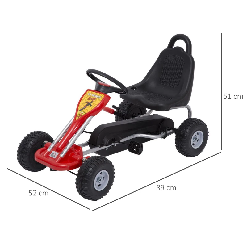 HOMCOM Kids Children Pedal Go Kart Manual Ride On Car Outdoor Vehicle for 3-4 Years Old