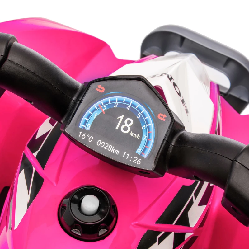 AIYAPLAY Honda Licensed Kids Quad Bike, 6V Electric Ride on Car ATV Toy with LED Light Horn for 1.5-3 Years, Pink