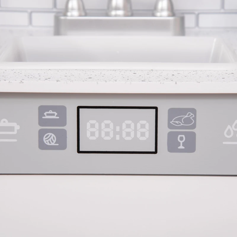 HOMCOM Kinderküche Spielküche aus Holz Küchenspielzeug mit Zubehör Musikspielküche Spielzeugset Spielzeugküche für 3–6 Jahre Grau 60 x 29 x 84 cm