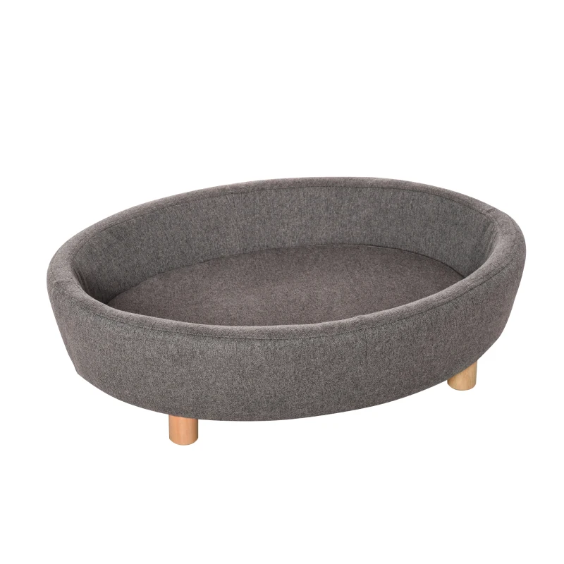 PawHut Hundesofa Haustiersofa Oval morderne Gebürstetes Stoff für kleine Hunde und Katzen 81 x 61 x 24 cm Dunkelgrau
