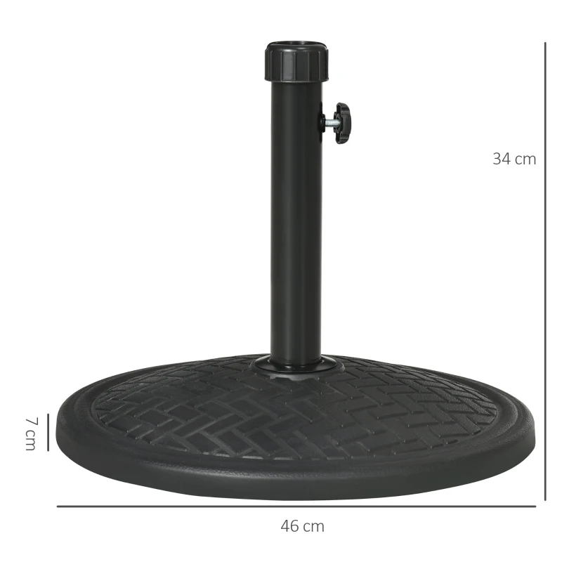 Outsunny Base para Chapéu de Sol de Cimento Suporte para Chapéu de Sol de 14 kg para Mastros de Ø32-38 mm Ø46x34 cm Preto