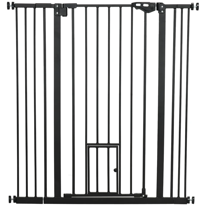 PawHut Extra Tall Pet Gate, Indoor Dog Safety Gate, with Cat Flap, Auto