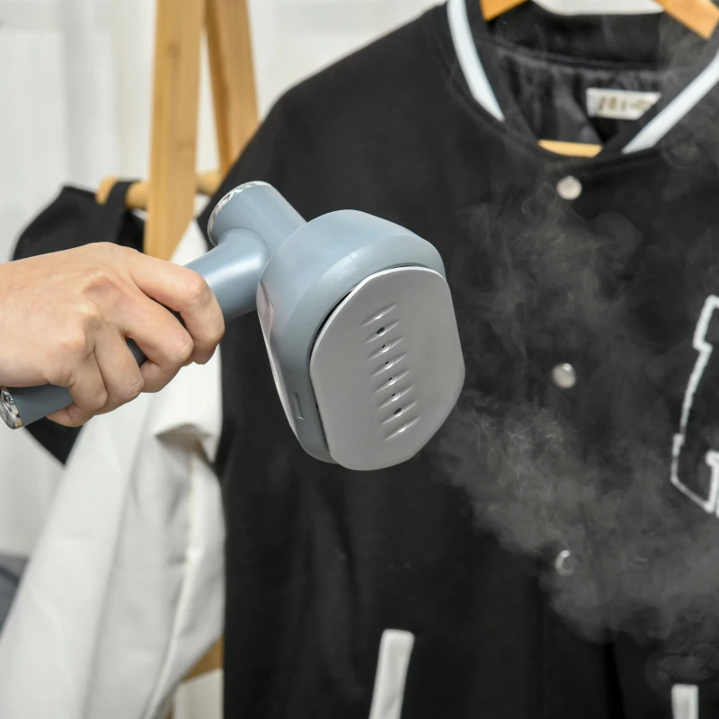 HOMCOM Clothes Steamer, 1200W Portable Handheld Garment Steamer for Home and Travel, Wrinkle Remover with Detachable Water Tank, Fast Heat-up, Grey