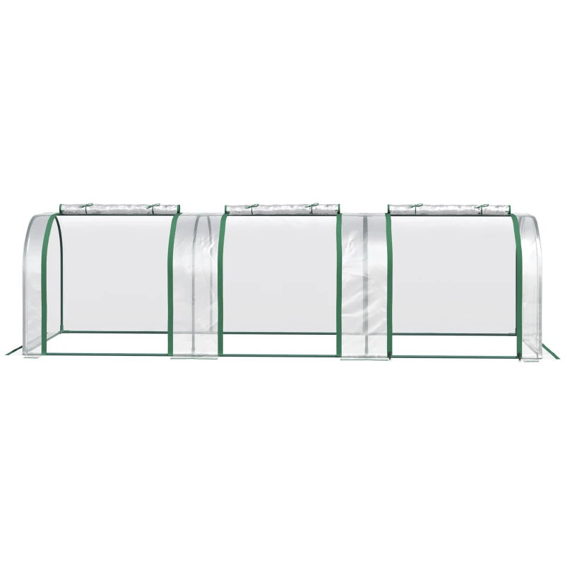 Outsunny Estufa para Jardim Estufa Pequena para Cultivo de Plantas com 3 Janelas 295x100x80 cm 3 Transparente e Verde