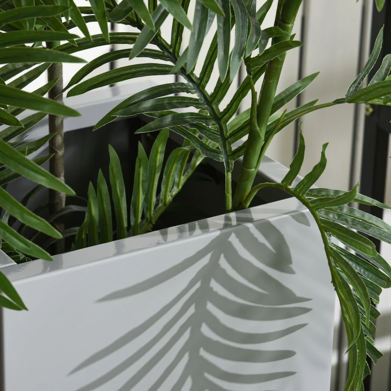 Outsunny Pflanzkübel, lackierter Stahl, wetterbeständig, 34 cm x 34 cm x 76 cm, Grau