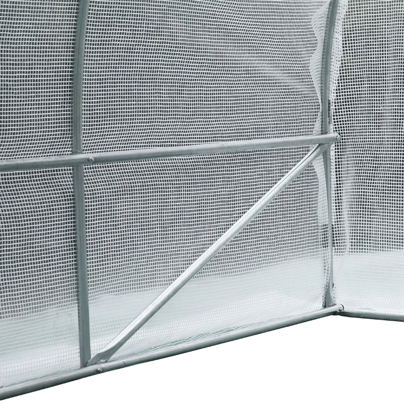 Outsunny Foliengewächshaus begehbares Gewächshaus 570 x 292 x 195 cm Gartentunnel Folientunnel Tunnelgewächshaus Treibhaus Garten Metall Weiß