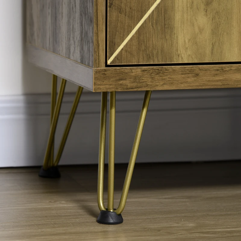 HOMCOM Storage Cabinet, Modern Display Storage Organizer with 3 Drawers and Steel Legs for Living Room, Bedroom, Bronze