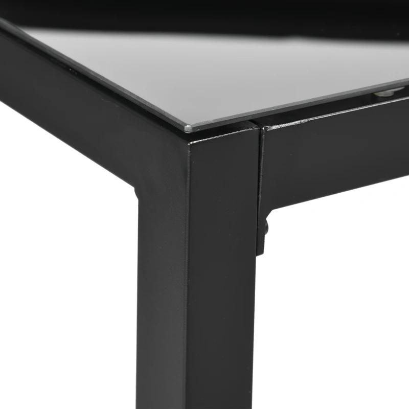Outsunny Masa pentru exterior cu 8 locuri, Masa dreptunghiulara din aluminiu pentru gradina, cu blat din sticla securizata, negru