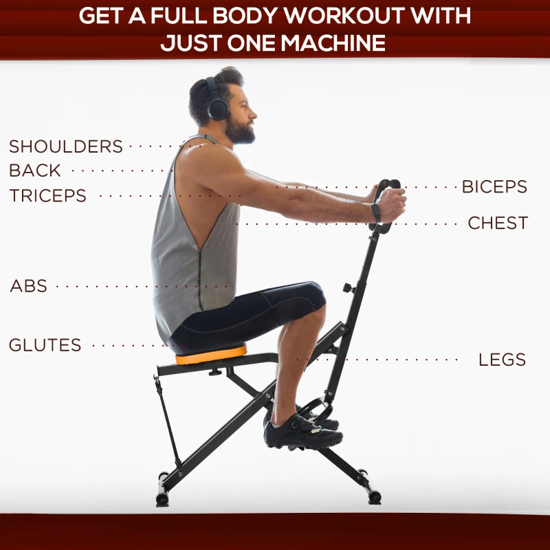 HOMCOM Aparat de vaslit, aparat pliabil pentru antrenarea fesierilor cu niveluri reglabile si monitor LCD