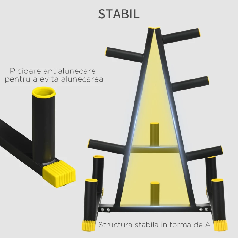 SPORTNOW Suport pentru greutati si mrene din otel si PP pentru discuri cu diametrul de 5 cm, 85,5x70x96 cm, negru