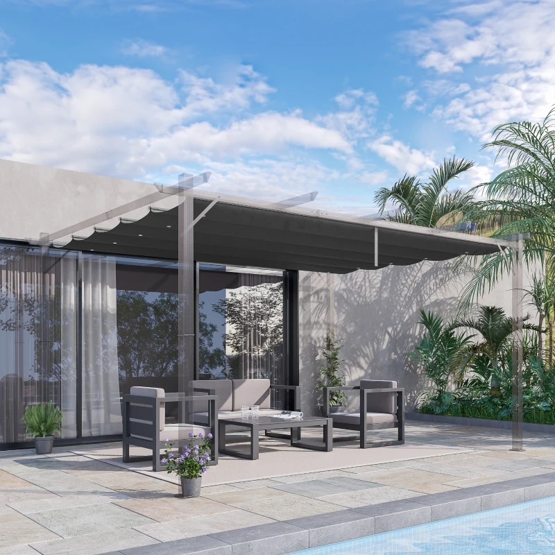 Outsunny Acoperis Retractabil Pergola 4×3 m – Copertina Textila Rezerva