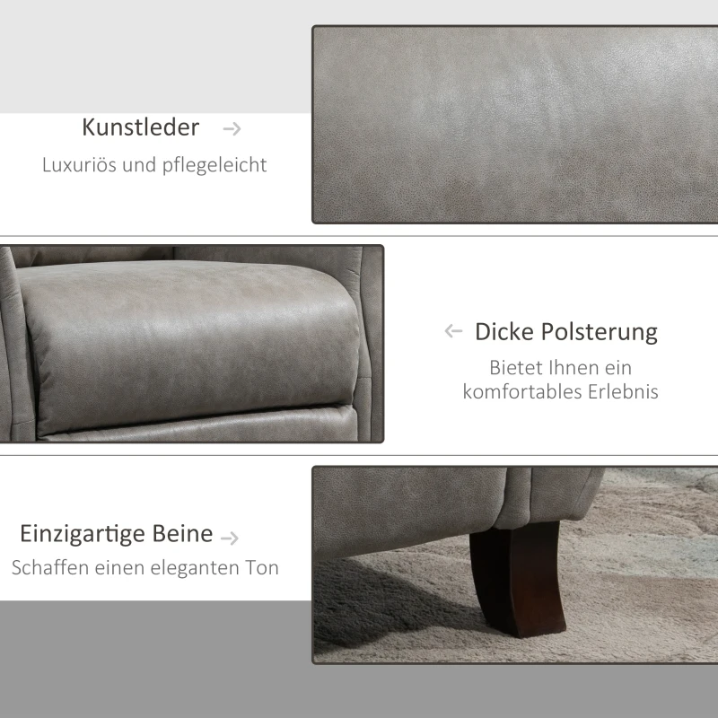 HOMCOM Relaxsessel mit Fußstütze, verstellbare Rückenlehne, 150° neigbar, 90 cm x 95 cm x 107 cm, Grau