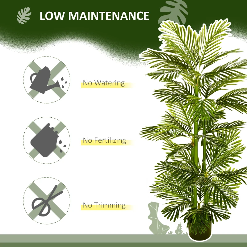 HOMCOM Planta artificiala Palmier tropical in ghiveci cu 45 de frunze, pentru decorul casei interior exterior, 140 cm, Verde