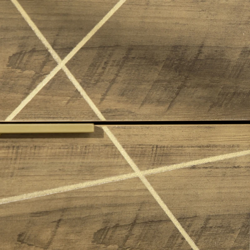 HOMCOM Comoda cu 4 sertare din PAL si picioare din otel pentru dormitor si sufragerie, 48x39x87cm, lemn si auriu