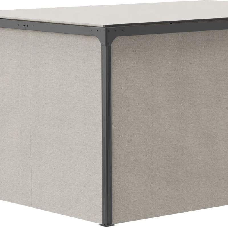 Outsunny Foisor cu pergola 3 x 3 (m) cu acoperis extensibil, Adapost cu copertina cu pergola retractabila cu perdele, Cadru din aluminiu pentru gradina, peluza, curte si terasa, bej(m-7)