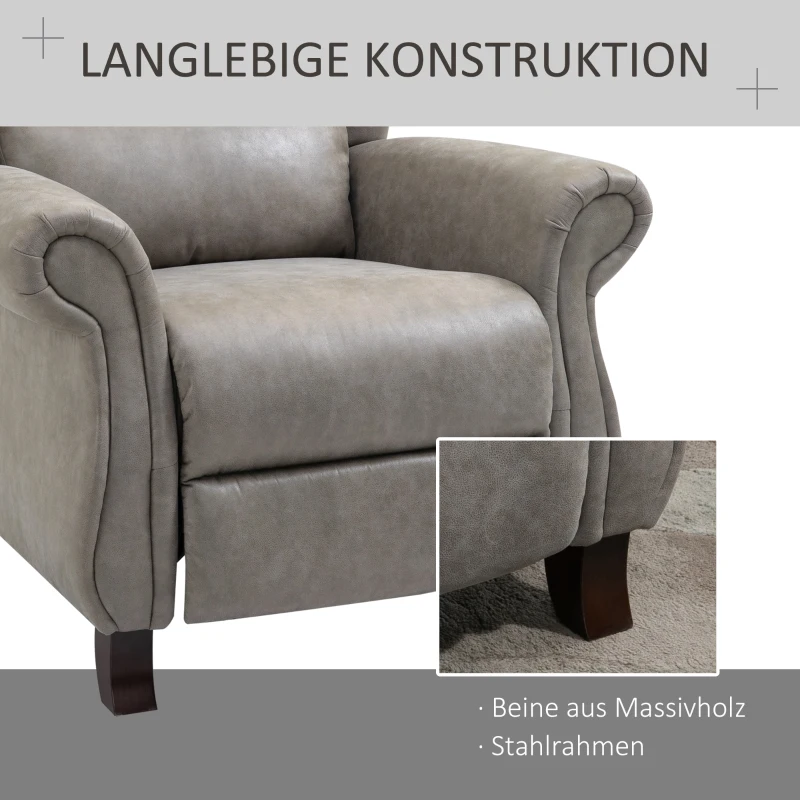 HOMCOM Relaxsessel mit Fußstütze, verstellbare Rückenlehne, 150° neigbar, 90 cm x 95 cm x 107 cm, Grau