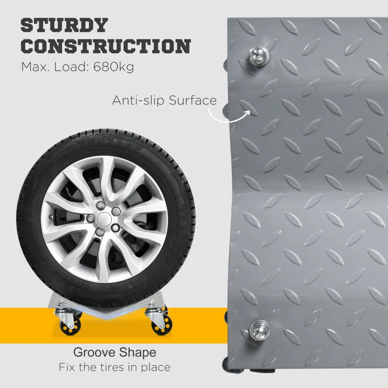 Zestaw 2 Podnośników Rangierowych DURHAND do Samochodów, Solidne i Antypoślizgowe, Szary, 40,5x30 cm